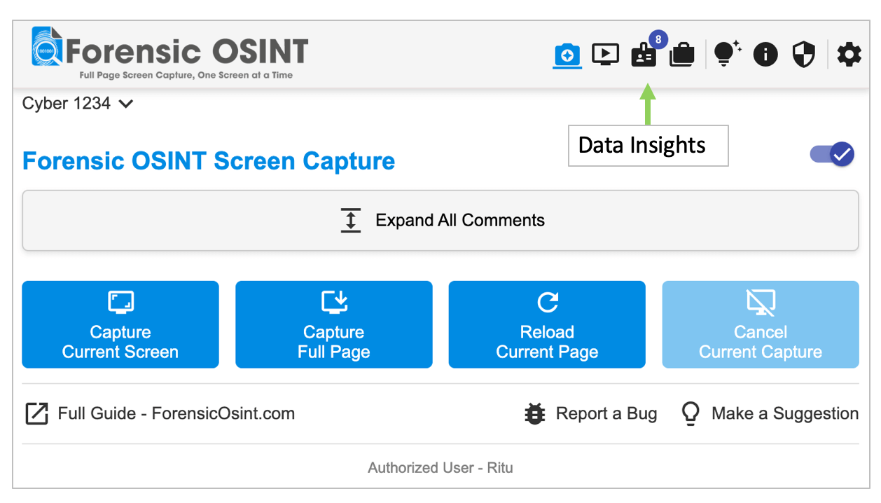 Forensic OSINT Chrome Extension Data Insights