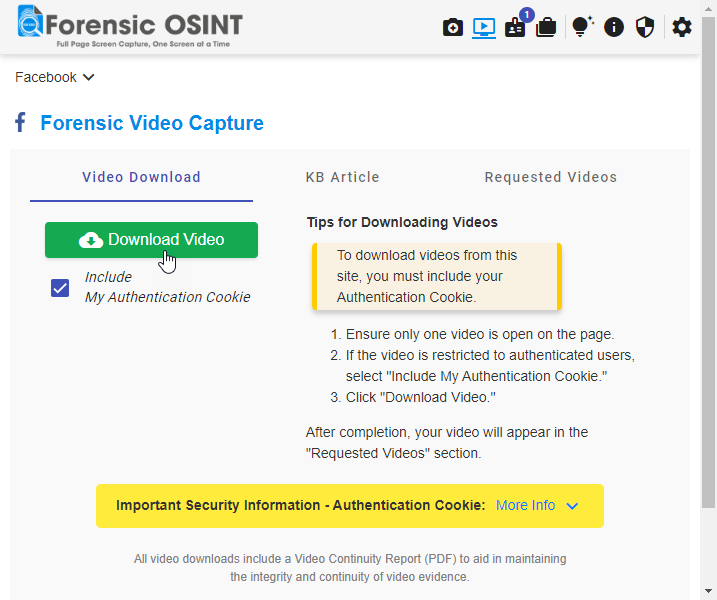 Download Facebook Video with Forensic OSINT